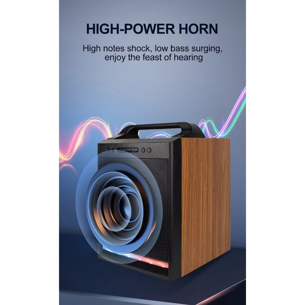 ลำโพงบลูทูธ ลำโพงตู้ไม้ ZQS8170 ดอก8นิ้ว ฟรีไมค์ลอยแบบชาร์จ/รีโมท ตัวใหญ่ เสียงดี เบสแน่น รองรับ AUX