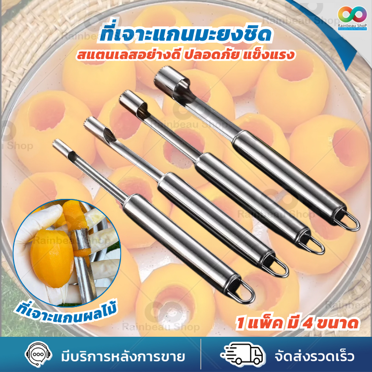 RAINBEAU  มีดคว้าน ที่เจาะแกนผลไม้ อุปกรณ์คว้านเม็ด มะยงชิด เงาะ พุทรา แอปเปิ้ล มีดแกะสลัก คว้านเม็ด สแตนเลส