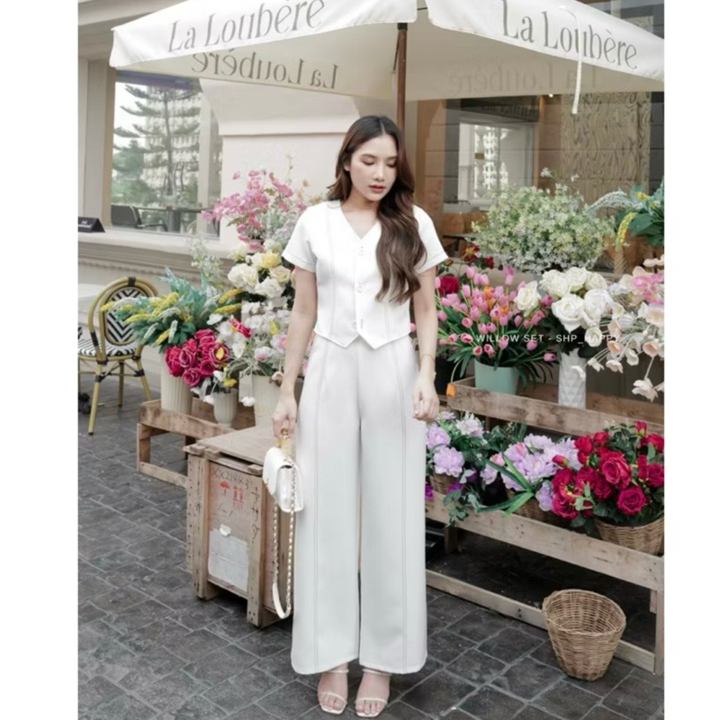 NEW ARRIVAL WILLOW SETชุดเซทเสื้อแขนสั้นกระดุมหน้าและกางเกงขายาว detailมาก