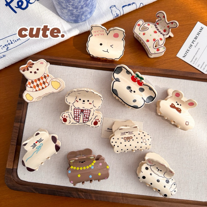 Cute 341 กิ๊บรวบผม กิ๊บหนีบผม กิ๊บงับผมแฟชั่นสัตว์น้อยน้ำตาล
