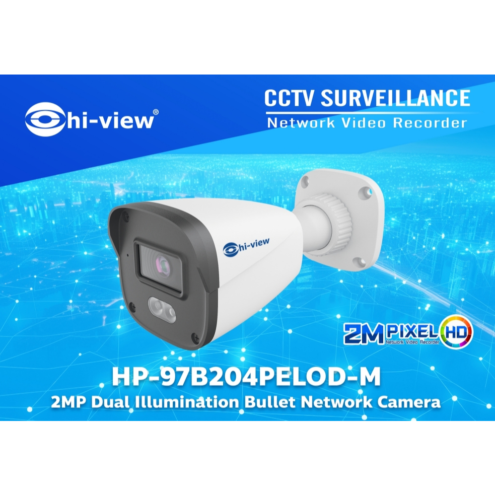 Hi-view Bullet Camera 9700 Series 2MP. รุ่น HP-97B204PELOD-M สี 24 ชม. มีไมค์ชัดเว่อร์!!!!