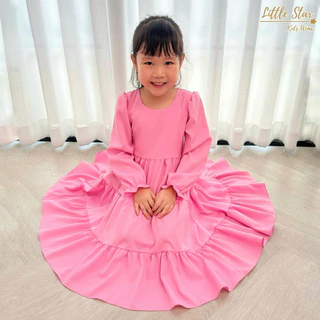 ⭐️Littlestar👧🏻เดรสกระโปรงยาว ชุดเดรสเด็กมุสลิม เด็กผู้หญิงอิสลาม กระโปรง3ชั้น ยาวพิเศษ GML0647 (2XL)