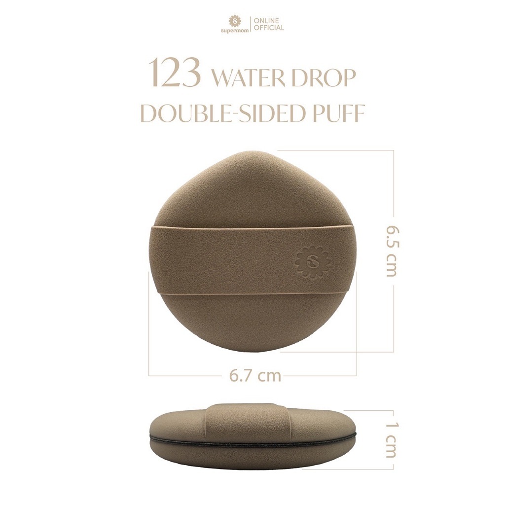 SUPERMOM l 123 Water drop double-sided puff พัฟรองพื้น (มีตลับใส่แถมให้)