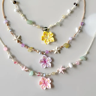 Sebofficial | สร้อยคอเชือกเทียน สร้อยใส่ไปทะเล สร้อยคอจี้เปลือกหอย ลูกปัด หินธรรมชาติ