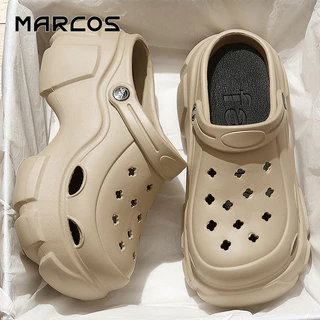 MARCOS รองเท้าปิดหัว รองเท้าแตะชายหาด รองเท้าหัวโตแบบมีรู สไตล์เกาหลี แฟชั่น พื้นหนา 5 ซม.ไฟ