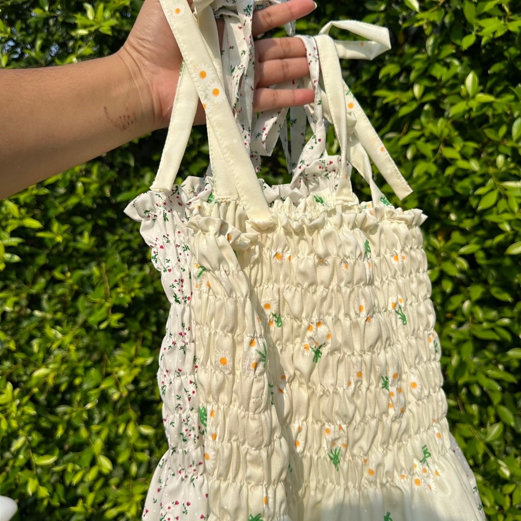 เสื้อสายเดี่ยว เสื้อสม๊อคลายดอกไม้ มีชายระบาย สายปรับได้ สาวอวบ บิ๊กไซร์ - รูปที่ 3