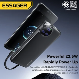 Essager พาวเวอร์แบงค์ 22.5W 10,000 mAh/20,000 mAh อะแดปเตอร์ USB Type C ชาร์จเร็วสำหรับเครื่องชาร์จโทรศัพท์มือถือแบบเร็ว