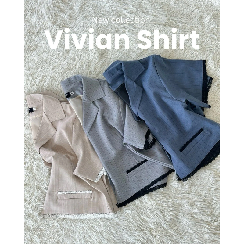 เสื้อสีสุภาพสาวอวบรุ่น Vivian shirt