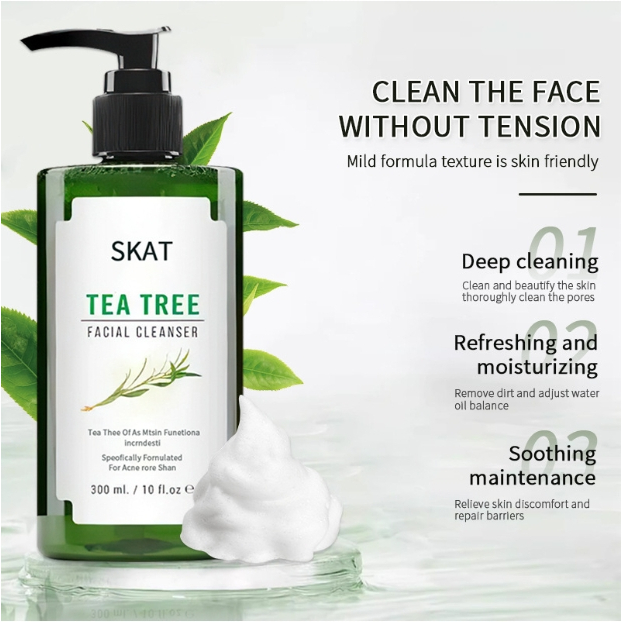 SKAT TEA TREE FACIAL CLEANSER โฟมล้างหน้า เจลล้างหน้า อ่อนโยน  300 ml.