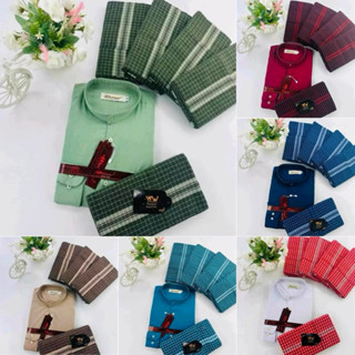 ชุดมอญผู้ชาย ทั้งชุด เสื้ออย่างดีคู่กับโสร่งธรรมดา พร้อมส่ง