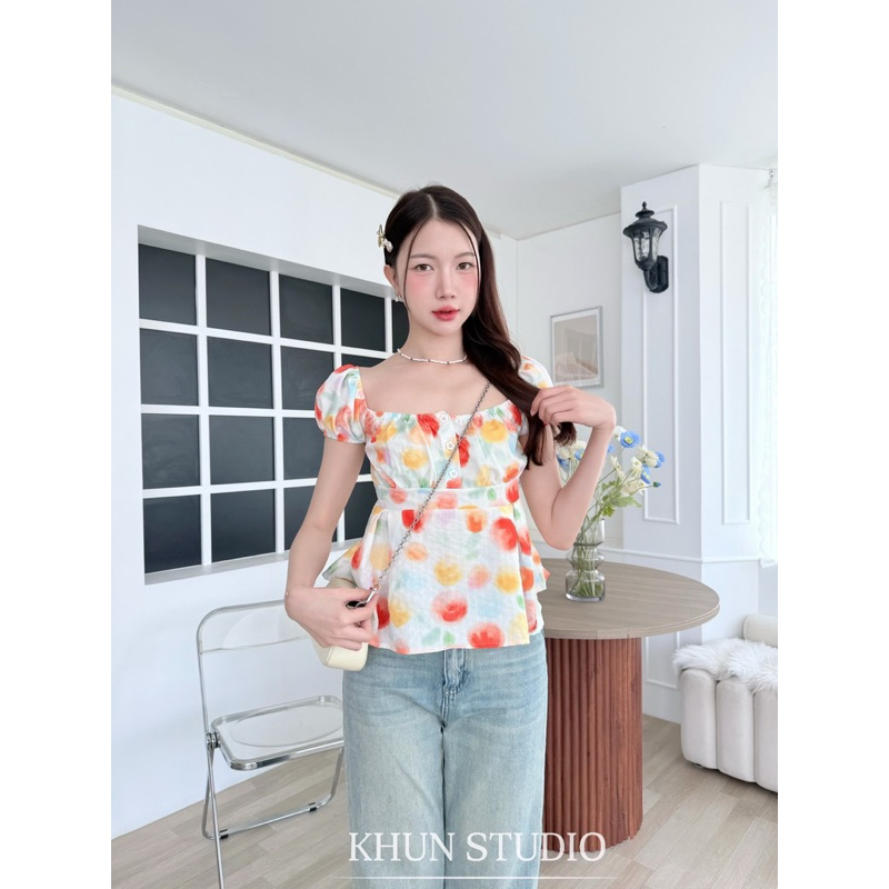 เสื้อแขนตุ๊กตา สม็อคหลัง มีโบว์ผูก -kn / VB0154 ราคา ถูกที่สุด ดีลบีเคเค แกลเลอรีภาพที่ 4