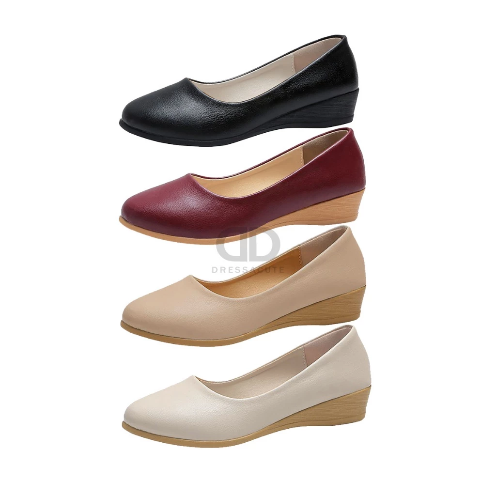 DRESSACUTE (1.5 นิ้ว) รองเท้าคัชชูส้นสูง ( พื้นปั้ม LOVE ) หนังเทียมนิ่ม 6898 / OY135