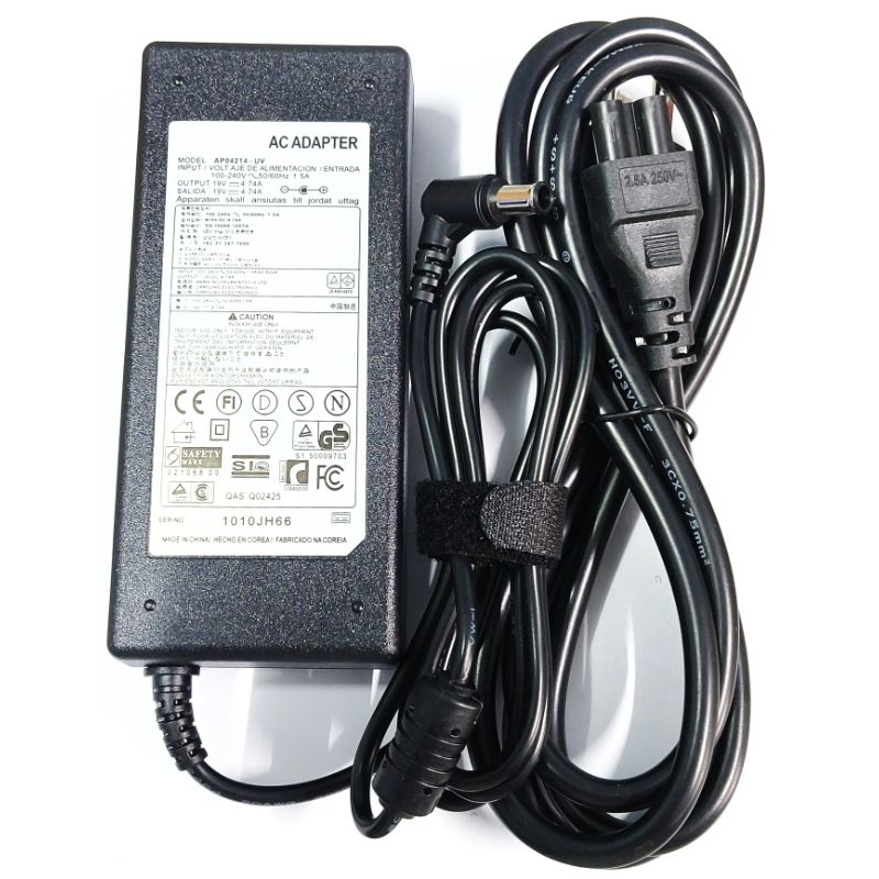 Adapter samsung 19v/4.74a อะเเดปเตอร์ ทีวี ซัมซุง  LCD,LED จอบาง หัวแจ็ค 6.5*4.4mm ครบชุดพร้อมใช้งาน ปลั๊กไฟทีวี