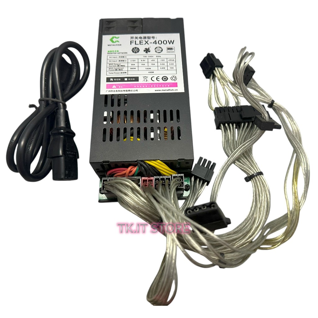 Power Supply ขนาดเล็ก 1U คอมพิวเตอร์ (มือสอง) PSU Flex-ATX 400W สําหรับ ITX Mini PC POS AIO (400W)