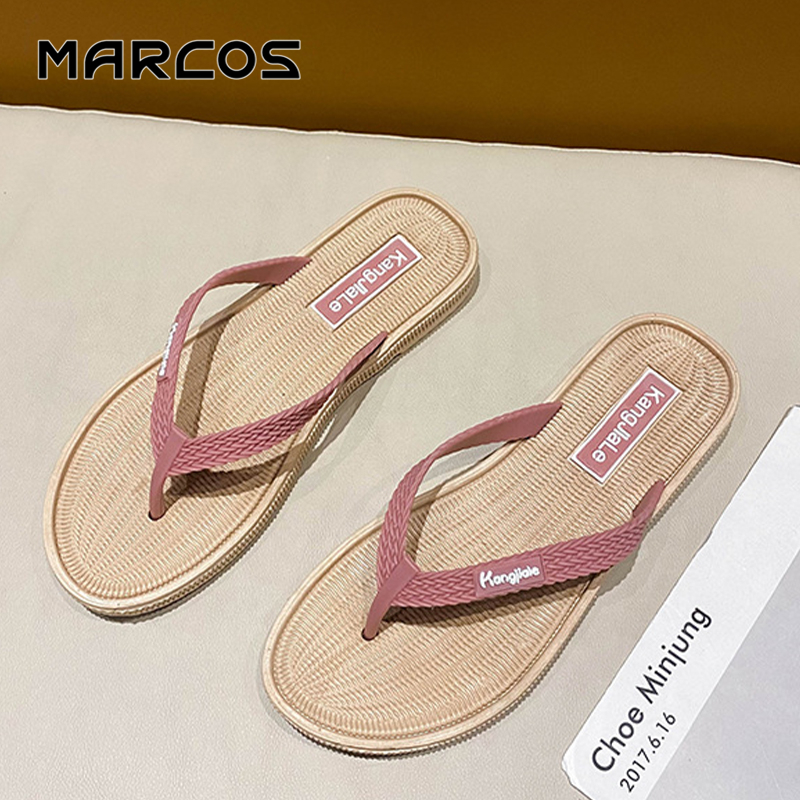 MARCOS รองเท้าแตะคีบ เรียบง่าย ใส่สบาย ทันสมัย รองเท้าแตะดีไซน์เรียบง่าย ใส่ได้กับทุกชุด รองเท้าแตะพื้นเรียบ เดินมั่นคง.
