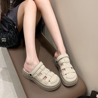 Beemoryรุ่นใหม่ รองเท้าแฟชั่น แบบสวมรัดสั้น ส้นหนา เหมาะกับส…