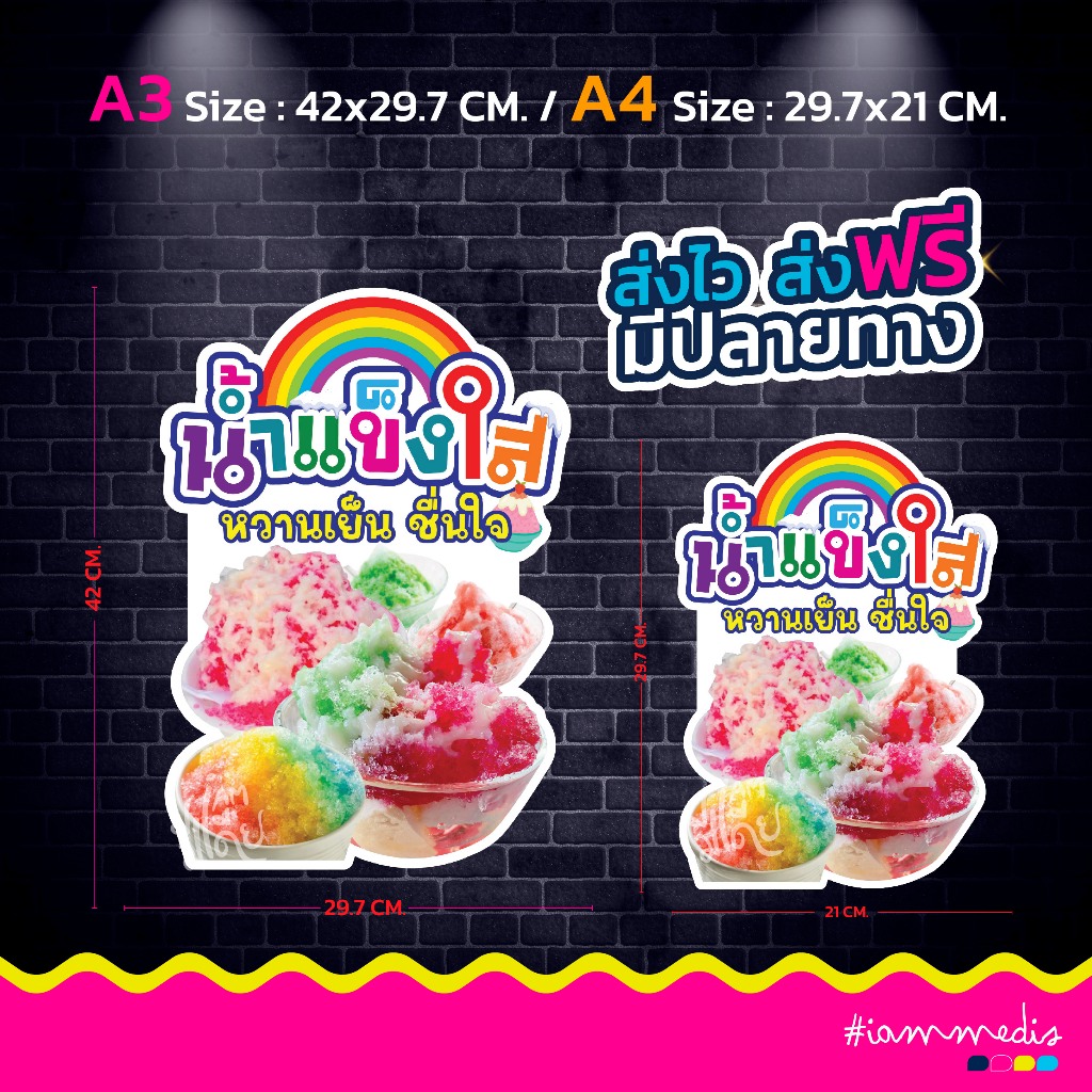 (พร้อมส่ง)ป้ายฟิวเจอร์บอร์ด น้ำแข็งใส เมนูเครื่องดื่ม เมนูอาหาร สีสันสดใส กันน้ำ กันรอย