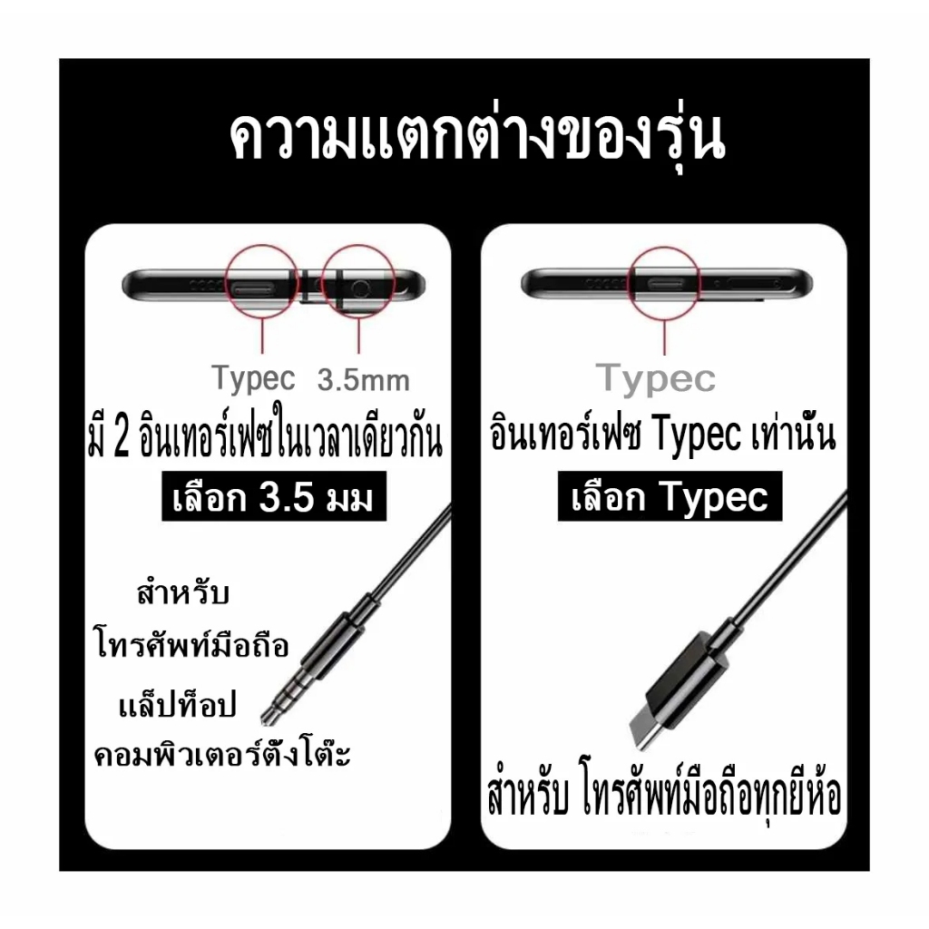 SANMAX หูฟัง Typec  3.5mm ไมโครโฟนในตัว ช่องทางซ้ายและขวา HiFi เสียงดี สำหรับ ios Android i15 i16（รับประกัน 1 ปี）