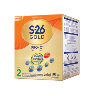 นมผง S-26 GOLD® Pro-C™ (1650g) นมผง เอส-26 โกลด์® โปรซี ผสมแอลฟา สฟิงโกไมอีลิน™ สูตร 2 (1650 กรัม)
