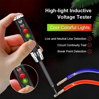 2-in-1 ปากกาทดสอบแรงดันไฟฟ้า แบบไม่สัมผัส มีไฟ LED สองสี tester pen (แบน+แฉก)