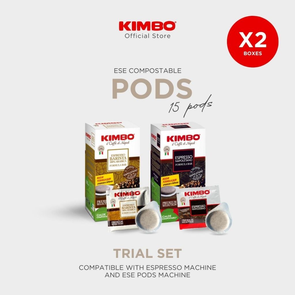 [2 Boxes] Kimbo ESE Coffee Pods Trial Set กาแฟคิมโบ แบบพ็อดส์ แพ็คทดลอง (15 พ็อดส์ต่อกล่อง) Imported