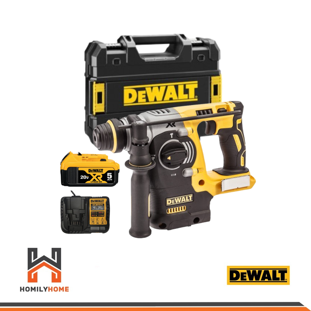 DEWALT สว่านโรตารี่ไร้สาย ไร้แปรงถ่าน 3ระบบ รุ่น DCH273P1T แบตเตอรี่ 5.0AH แท่นชาร์จ กล่อง