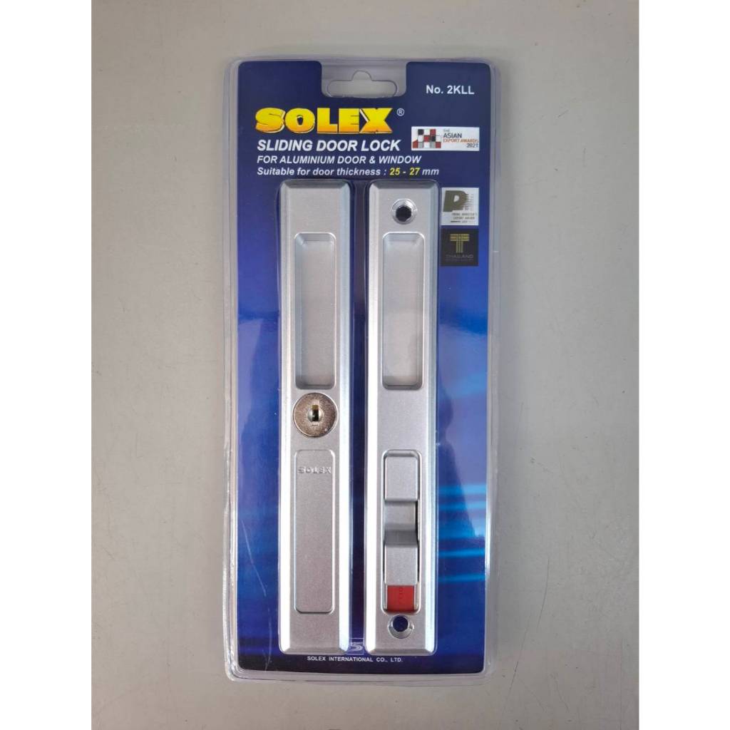 มือจับบานเลื่อน SOLEX  ประตู หน้าต่าง  มีกุญแจล็อค สีเงิน สีขาว อุปกรณ์ประตู มีจุญแจล็อค 2KLL - รูปที่ 3