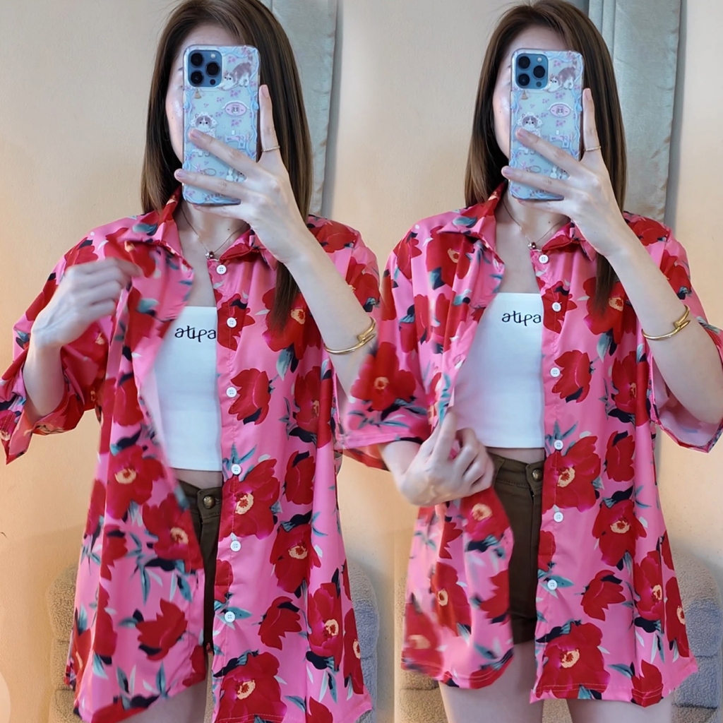 เสื้อฮาวาย ลายดอกไม้ ใส่สงกรานต์ เสื้อเชิ้ตฮาวายใส่ได้ทั้งชาย/หญิง ✨พร้อมจัดส่ง✨