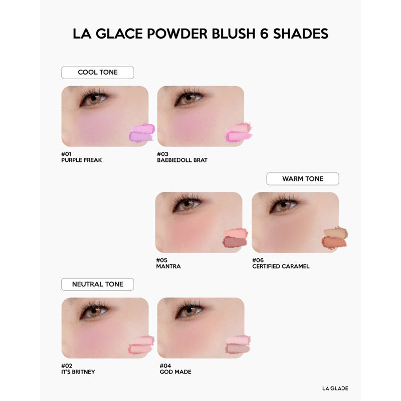 บลัชฝุ่นลากลาส La Glace POWDER BLUSH 2สีใน1ตลับ แถมฟรีแปรงและพัฟขน ราคา ถูกที่สุด ดีลบีเคเค แกลเลอรีภาพที่ 6
