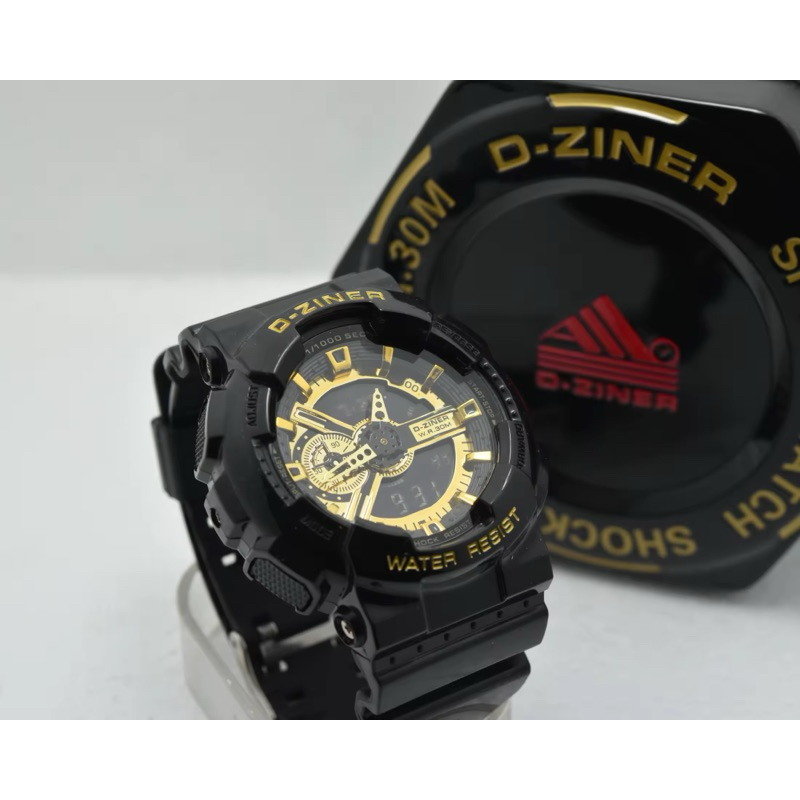 นาฬิกา D-Ziner สีดำทอง 2 ระบบ