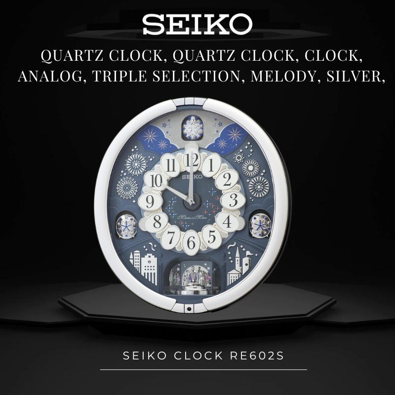 Seiko Clock Quartz clock, quartz clock, clock, analog, triple selection, melody, silver, 443x405x97m