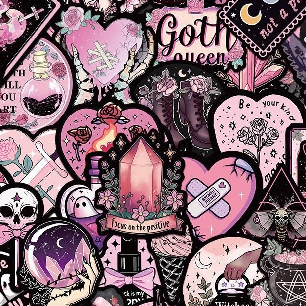 50แผ่น ins การ์ตูน แฟชั่น สไตล์โกธิค สติ๊กเกอร์ สําหรับตกแต่งกระเป๋าเดินทาง iPad ตู้เย็น ถ้วยน้ำ แล็ปท็อป กีตาร์ DIY