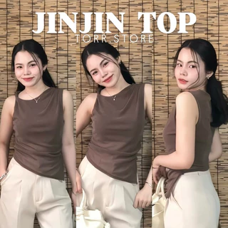 TORR.STORE🌷Jinjin Top | เสื้อแขนกุดซีทรู ดีไซน์จับจีบ บิดเกลียวฝั่งขวา เนื้อผ้าซีทรูกลิตเตอร์ละเอียด เย็บ2ชั้นครึ่งนึง