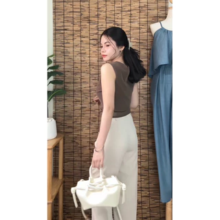 TORR.STORE🌷Jinjin Top | เสื้อแขนกุดซีทรู ดีไซน์จับจีบ บิดเกลียวฝั่งขวา เนื้อผ้าซีทรูกลิตเตอร์ละเอียด เย็บ2ชั้นครึ่งนึง
