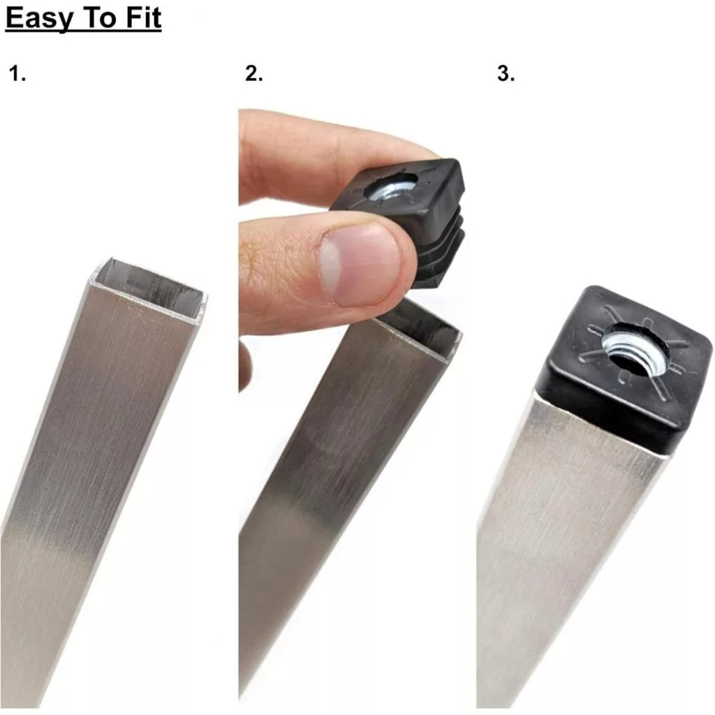 กปิดปลายท่อเก้าอี้ สกรู 8 มม ท่อเหลี่ยม ท่อกลม สําหรับขาเก้าอี้ เฟอร์นิเจอร์ DIY ชิ้นสําหรับเ สีดํา(4 ชิ้น/ชุด)