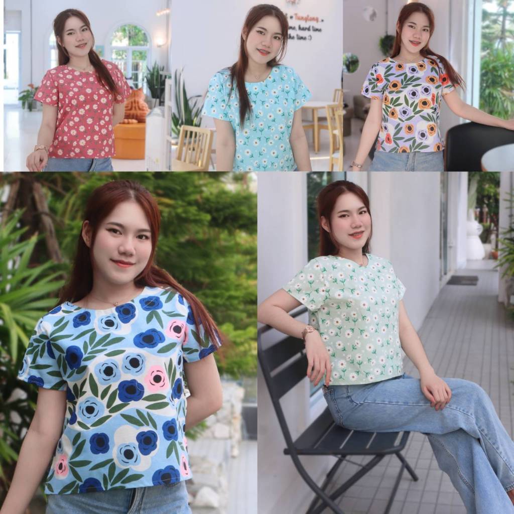 (สินค้าพร้อมส่ง)เสื้อผ้าฝ้ายเชียงใหม่ พื้นเมือง ลายดอก ฟรีไซส์ มีบริการเก็บปลายทาง