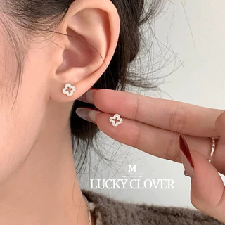 MEET💕ต่างหูเงิน Lucky Clover ต่างหูเพชร ต่างหูเก๋ๆ ต่างหูแฟชั่น ตุ้มหูเงินแท้ ต่างหูผู้หญิง ต่างหู