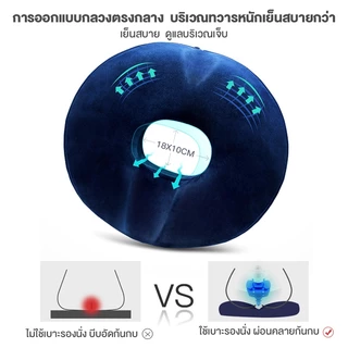 เบาะรองนั่งเพื่อสุขภาพ หมอนโดนัท เมมโมรี่โฟม ช่วยกระจายแรงกดทับก้นกบ รองรับสรีระ เหมาะสำหรับผู้ป่วย