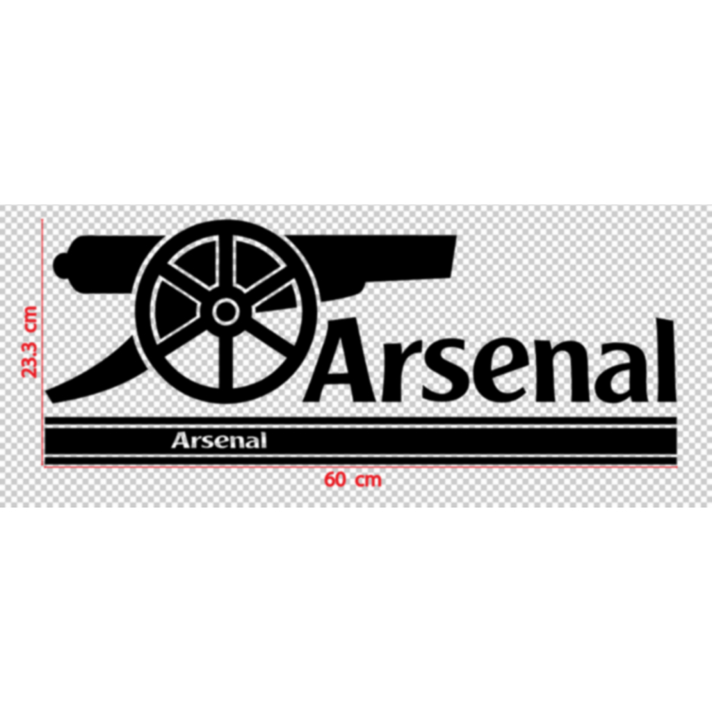 สติกเกอร์ ตัด ไดคัท ติด แต่งรถ ปืนใหญ่ อาเซนอล ขนาด 23.25 x 60 ซม. Arsenal FC Sticker Die-Cut Decal - PVC กันน้ำ