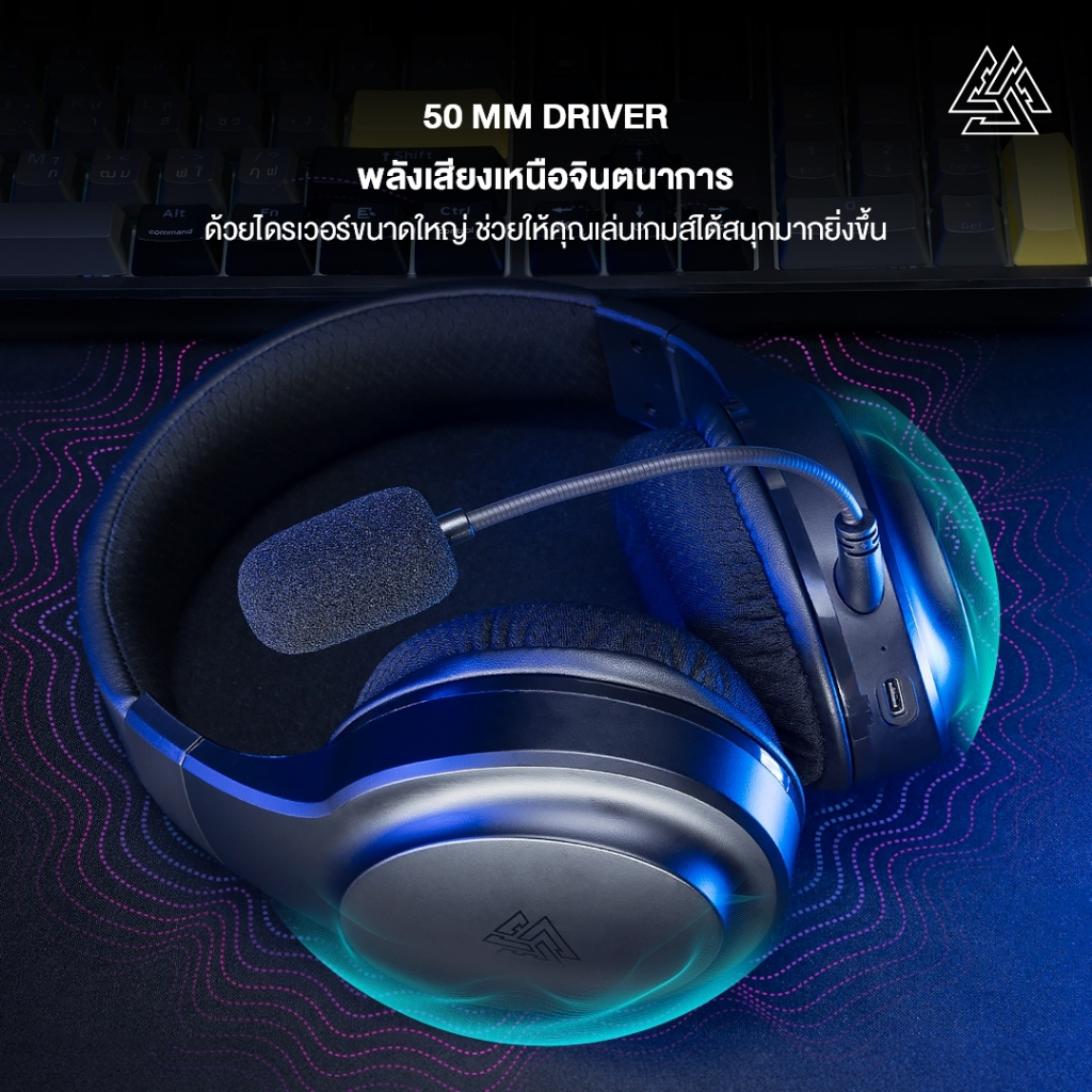 [ประกัน 1 ปี] EGA TYPE-GH3 PRO หูฟังเกมมิ่ง เชื่อมต่อบลูทูธ/ไวร์เลส ถอดไมค์ได้ มีโหมดเกม เพลง หนัง
