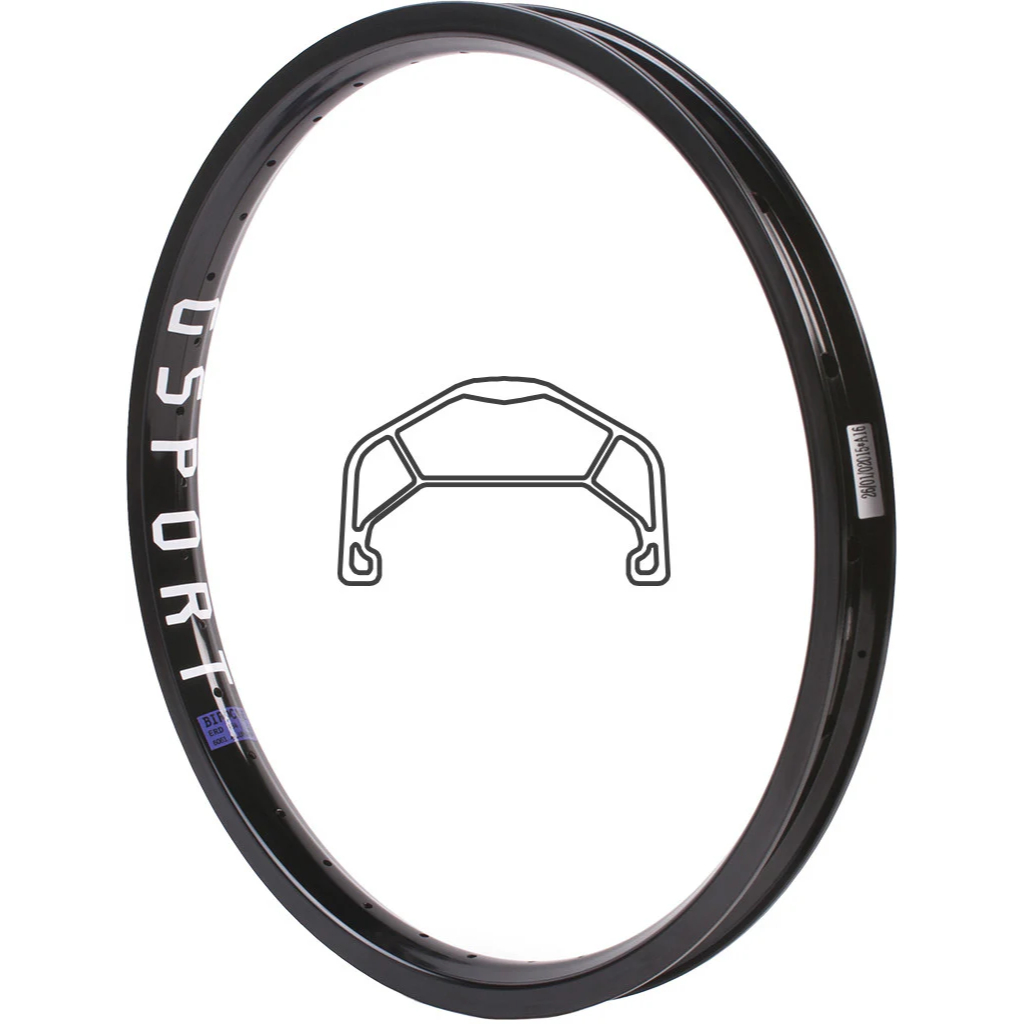 ขอบล้อจักรยาน BMX อลูมิเนียม 2 ชั้น ขนาด 20นิ้ว 36รู GSPORT Birdcage Rim Black