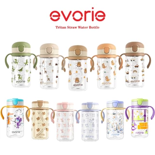 Evorie Tritan 300ml ขวดน้ำเด็ก พร้อมหลอดซิลิโคน สำหรับเด็ก 1-3 ปี กระติกน้ำที่จับแบบถอดได้ กันสำลัก ทนต่อการตก BPA Free