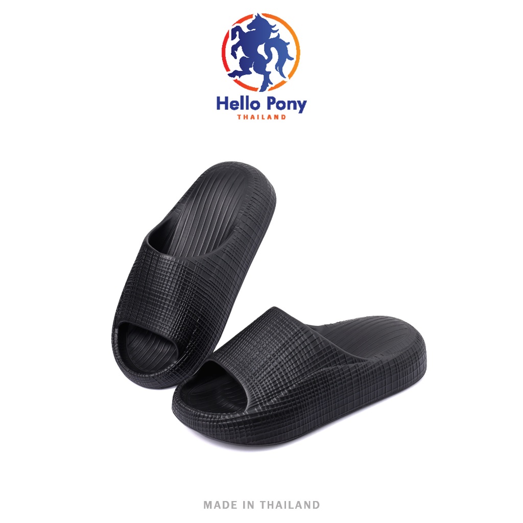 Hello Pony รองเท้าแตะ แบบสวม รองเท้าอุ้งเท้าแมว ลายตาราง แฟชั่นผู้ชายและผู้หญิง ใส่สบาย EVA พื้นหนานุ่ม รุ่น MHM4013