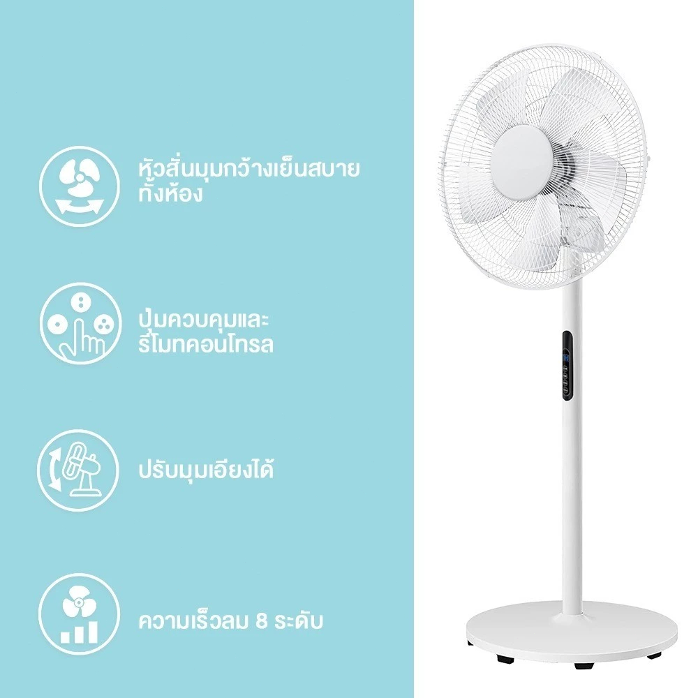 🔥ของแท้ 100%🔥พัดลมไฟฟ้า พัดลมไฟฟ้าเสียงเงียบ พร้อมรีโมท สำหรับใช้ในบ้าน 5 ใบพัด พัดลม 16 นิ้ว - รูปที่ 2
