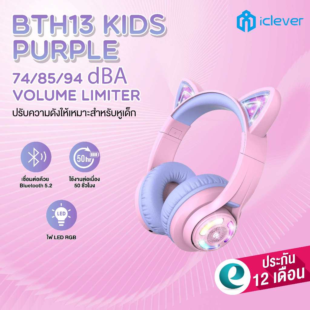 [ปลอดภัยสำหรับหูเด็ก] หูฟังเด็ก iClever BTH13 Kids Headphones BT หูฟังสำหรับเด็ก หูฟังครอบหู