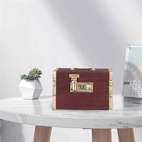 กระปุกออมสิน กระปุกออมสินไม้ เปลี่ยนรหัสได้ ที่เก็บของมีค่า พื้นที่เก็บข้อมูลขนาดใหญ่กล่องเก็บเงิน จัดส่งท้องถิ่น⚡ - รูปที่ 2