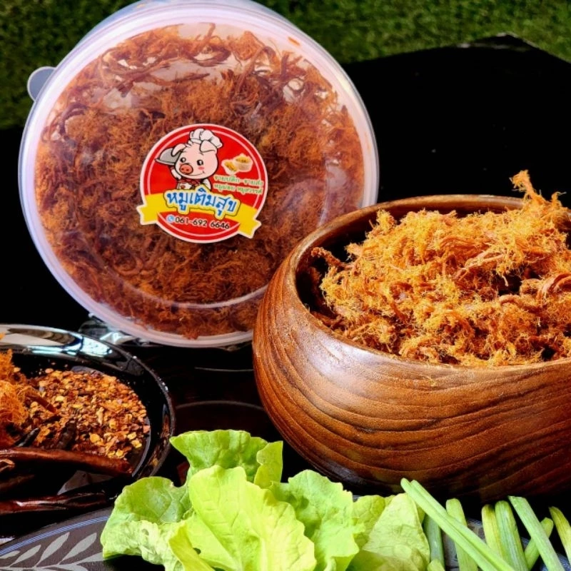 อร่อยของแท้ ทำใหม่ทุกวัน หมูฝอยอบกรอบ หมูฝอยเติมสุข ขนาด 220-330 กร้ม (รวมบรรจุภัณฑ์)
