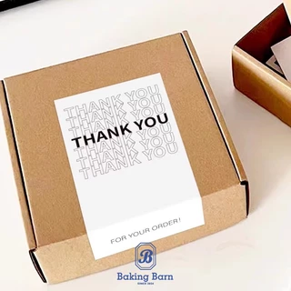 Baking barn (50 ดวง/แพค) สติกเกอร์แต้งกิ้ว สติกเกอร์ 5.4x9 ซ.ม Thank you stickers