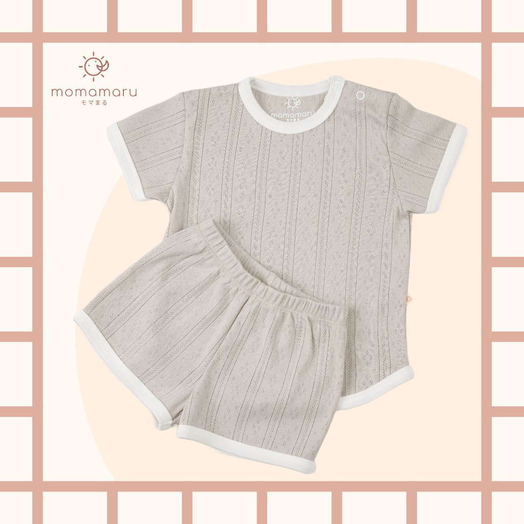 Momamaru ชุดเสื้อกางเกงระบายอากาศดี ไม่ร้อน Baby Cozy Knit set