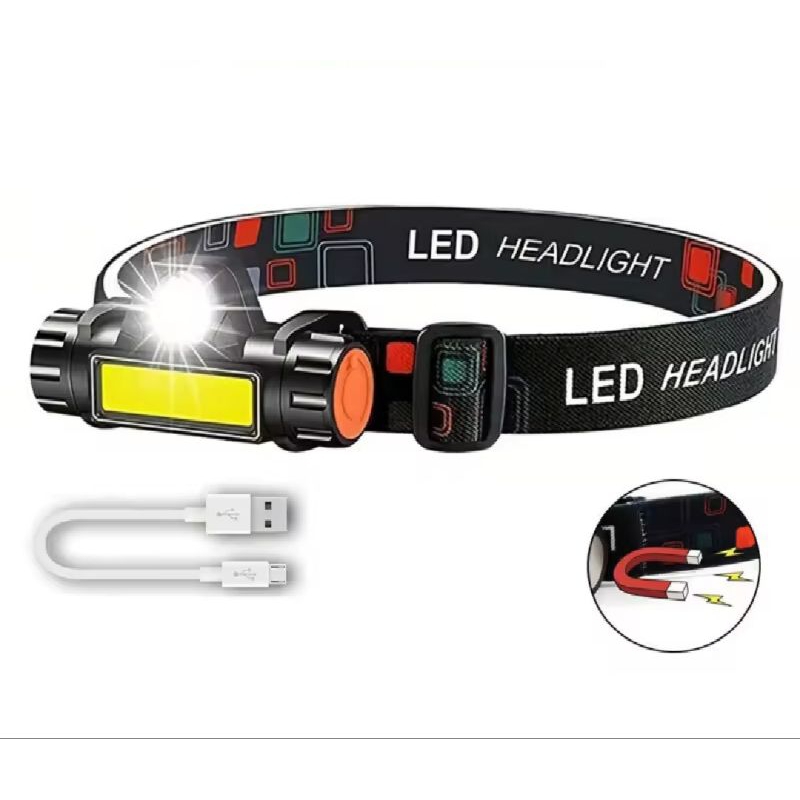 ไฟตั้งแคมป์แบบชาร์จไฟได้สำหรับตกปลาไฟฉายคาดศีรษะ LED